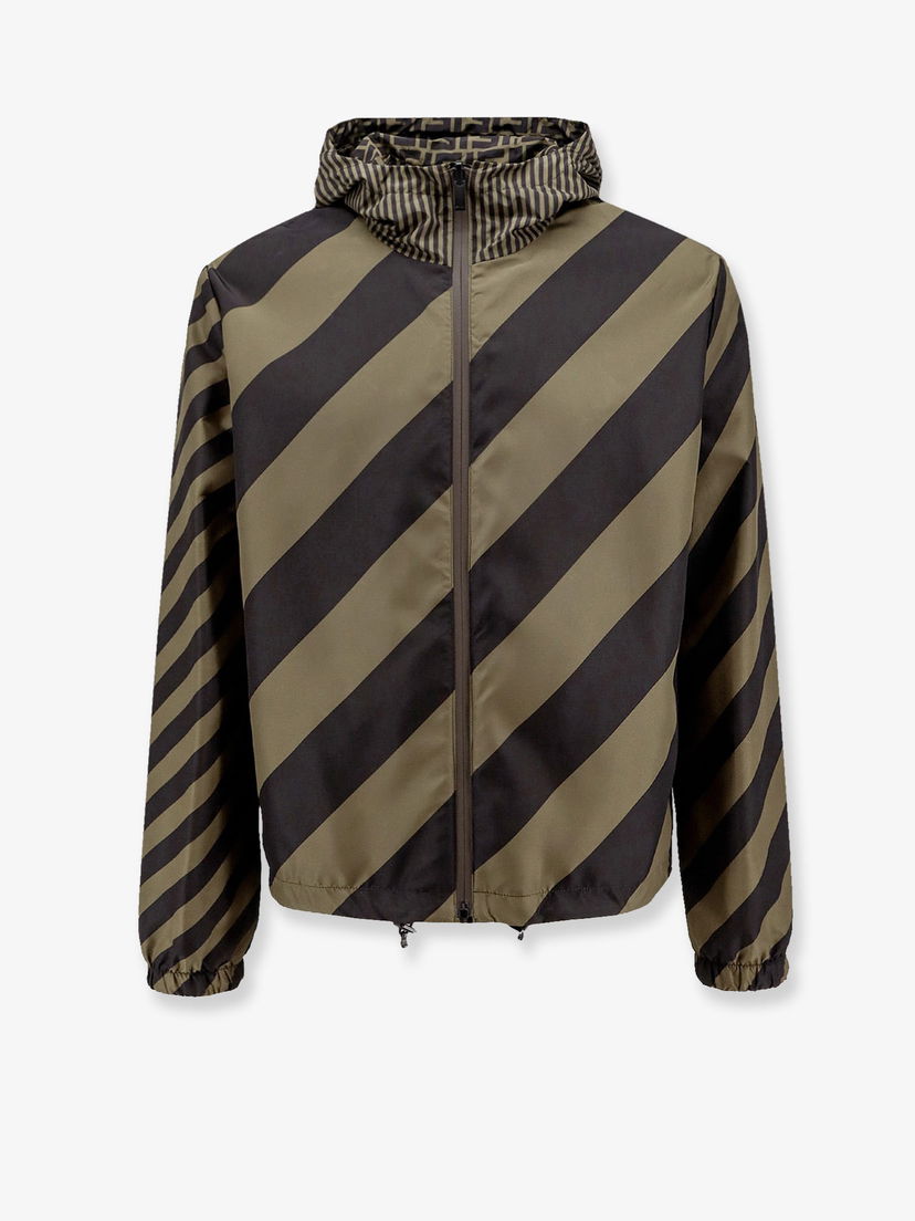 Ветровка FENDI Fendi Striped Hooded Jacket Зелено | FAA615A79NF13IZ