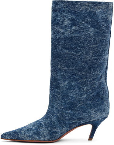 Дамска чанта Amina Muaddi Amina Muaddi Fiona 60 Denim Boots Синьо | FIONA BOOT SLANTED DENIM ACID, 2