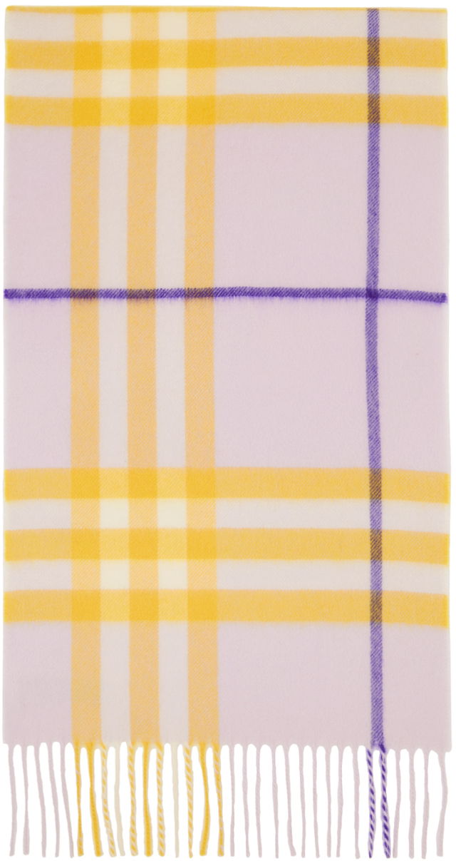 Check Cashmere Scarf Purple / Yellow