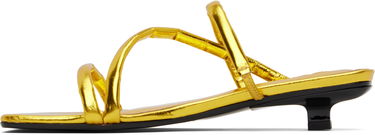 Грижа за обувките BY FAR BY FAR Morena Eel Embossed Metallic Leather Heeled Sandals Жълто | MWFHO015CL035ME033PL, 2