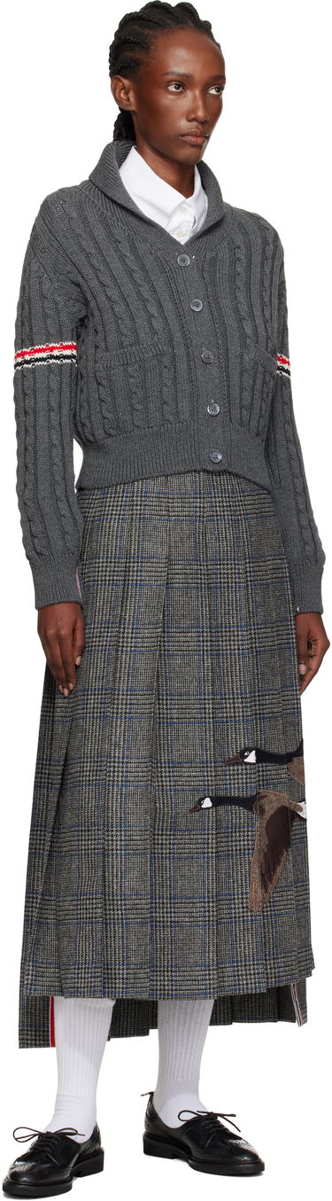 Пола Thom Browne Thom Browne Classic Pleated Maxi Skirt with Appliqué Сиво | FGCA24E-E1376, 3