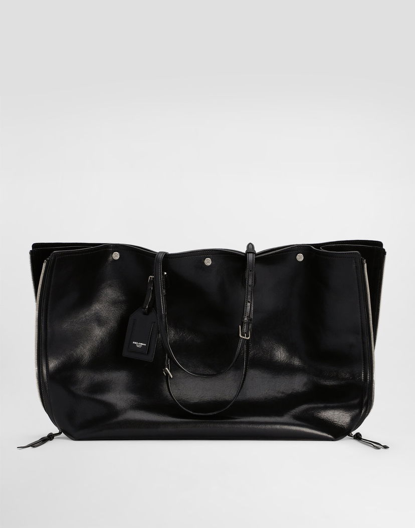 Голяма пазарска чанта Dolce & Gabbana Dolce & Gabbana Atene Calfskin Shopping Bag Черно | BM2536AH85080999