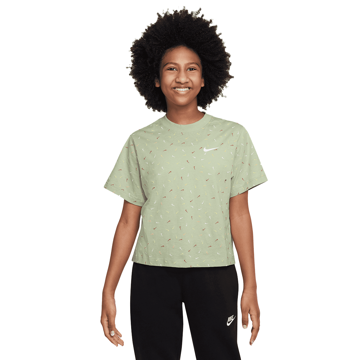 Тениска Nike Nike Sportswear Boxy Swoosh All-Over-Print T-Shirt Зелено | FD5366-343, 0