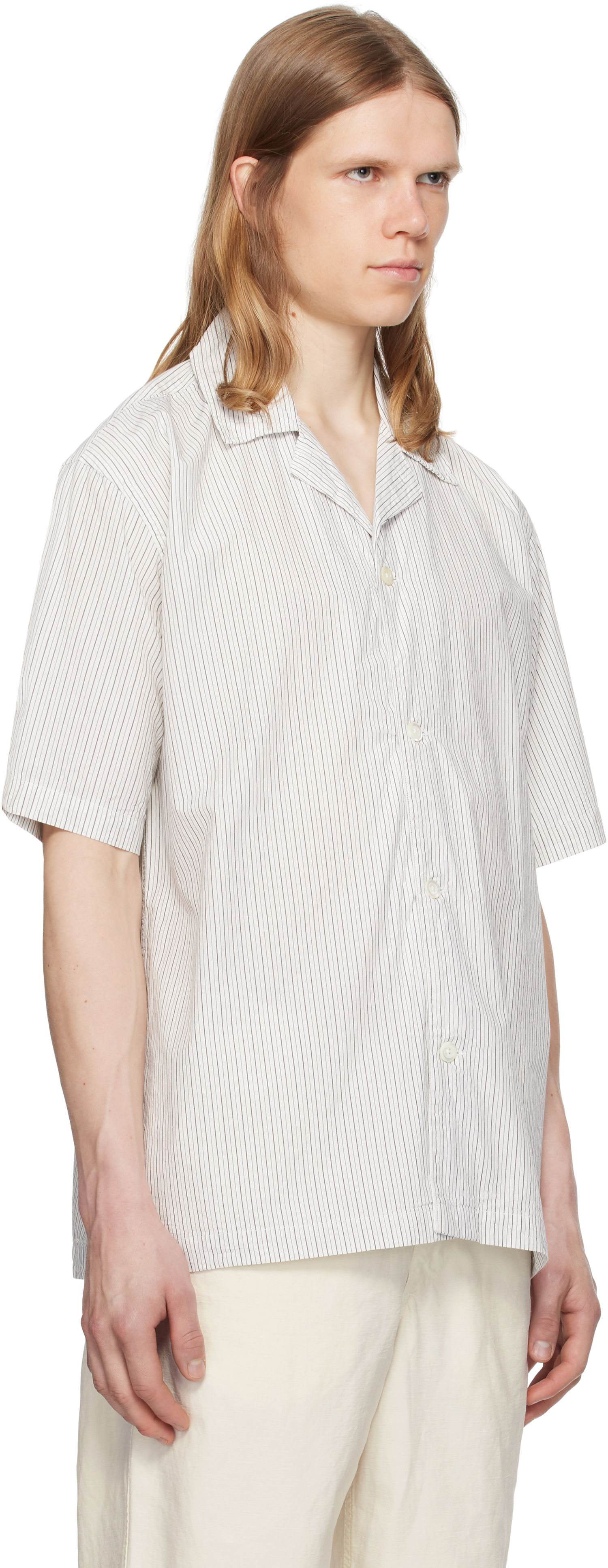 Риза NORSE PROJECTS Norse Projects Mads Poplin Stripe Short Sleeve Shirt Бяло | N40-0831, 1
