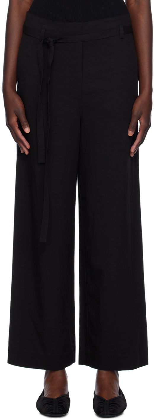 Панталони TOTEME TOTEME Tie-Waist Fluid Trousers Черно | 243-WRB0201-FB0193, 0