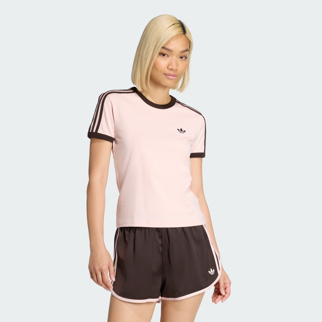 Тениска adidas Performance T-Shirt 3-Stripes Slim Розово | KC9016, 0