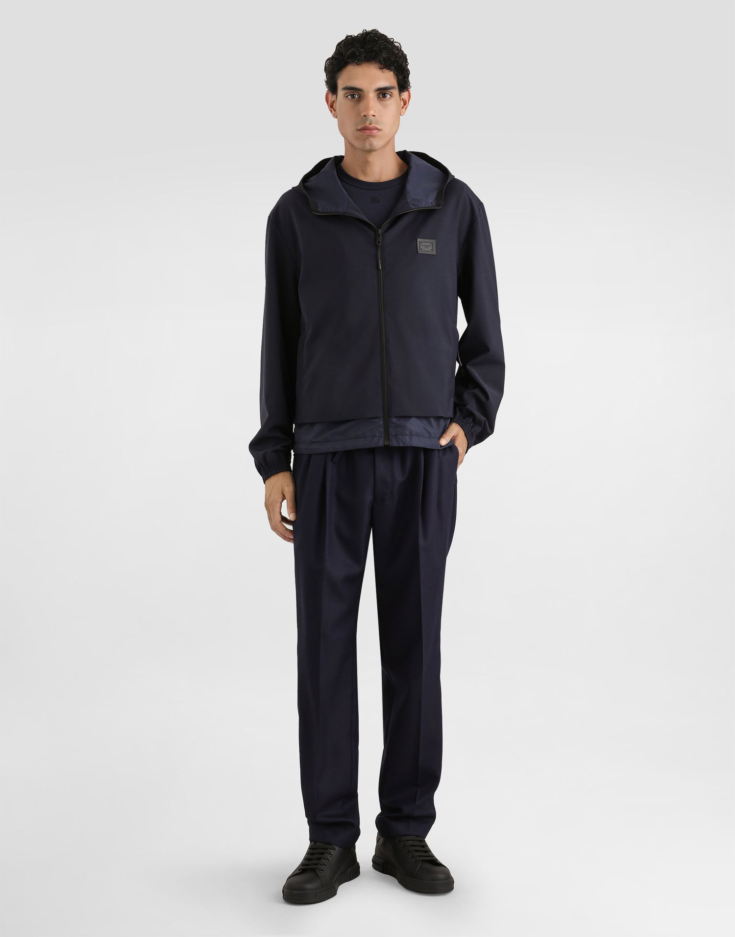 Панталони Dolce & Gabbana Dolce & Gabbana Garment-Dyed Wool Joggers Тъмно синьо | GP12QTFU25EB0665, 1
