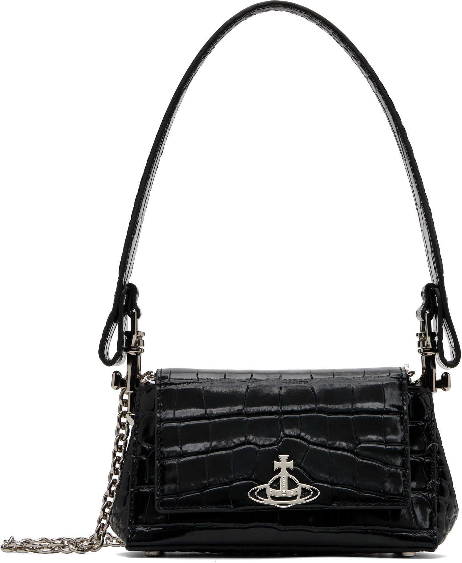 Дамска чанта Vivienne Westwood Vivienne Westwood Small Hazel Croc Shoulder Bag Черно | 46030001W-L0098-, 0