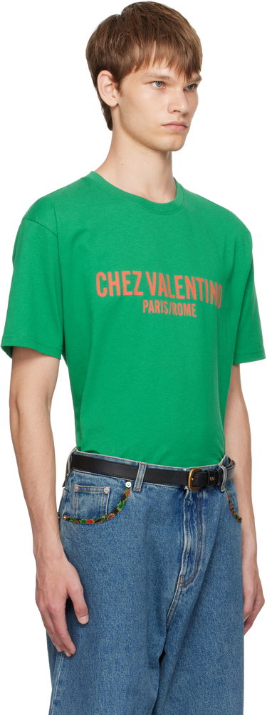 Тениска Valentino Valentino 'Chez Valentino' Print T-Shirt Зелено | 7V3MG16PAPG, 1