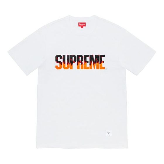 Тениска Supreme Flame Top Logo T-Shirt Бяло | SUP-FW19-023