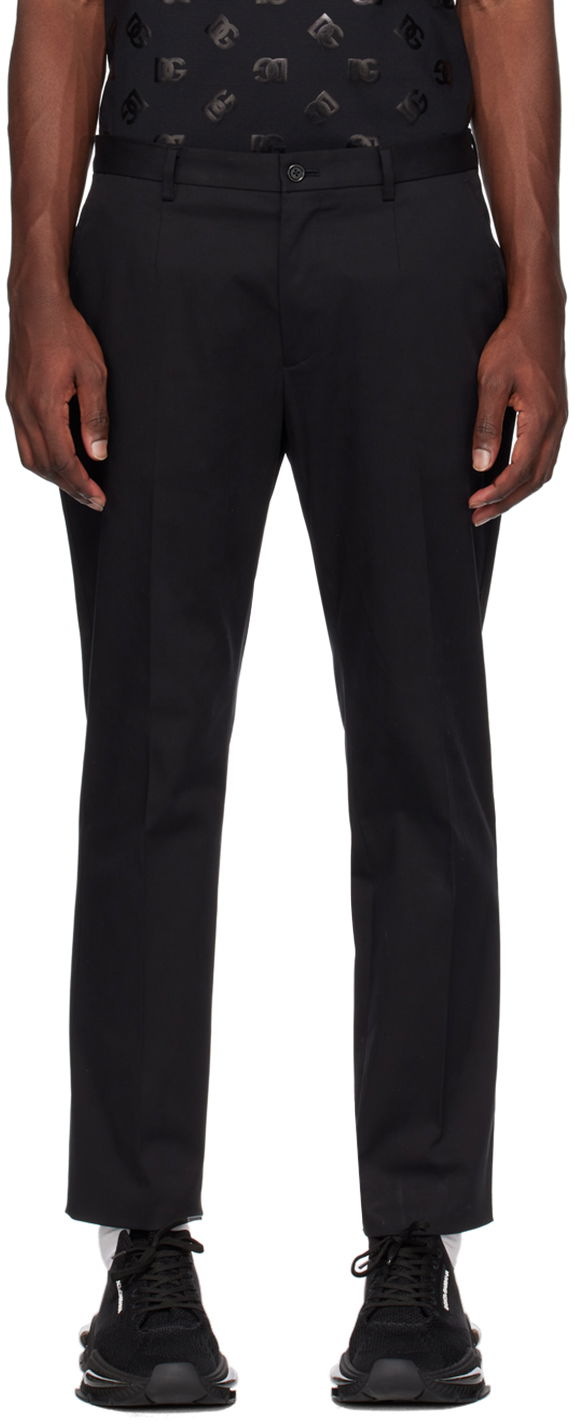 Панталони Dolce & Gabbana Black Tailored Trousers Черно | GVB6ETFUFMJ