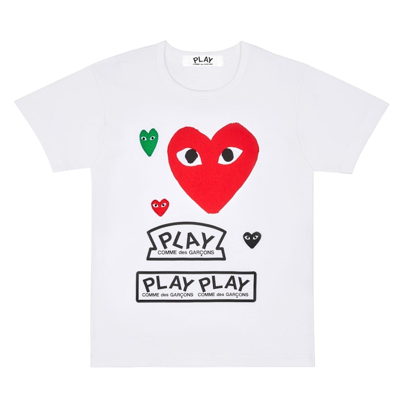 Тениска Comme des Garçons Multi Logo Heart Graphic T-Shirt Бяло | AZ-T279-051-1