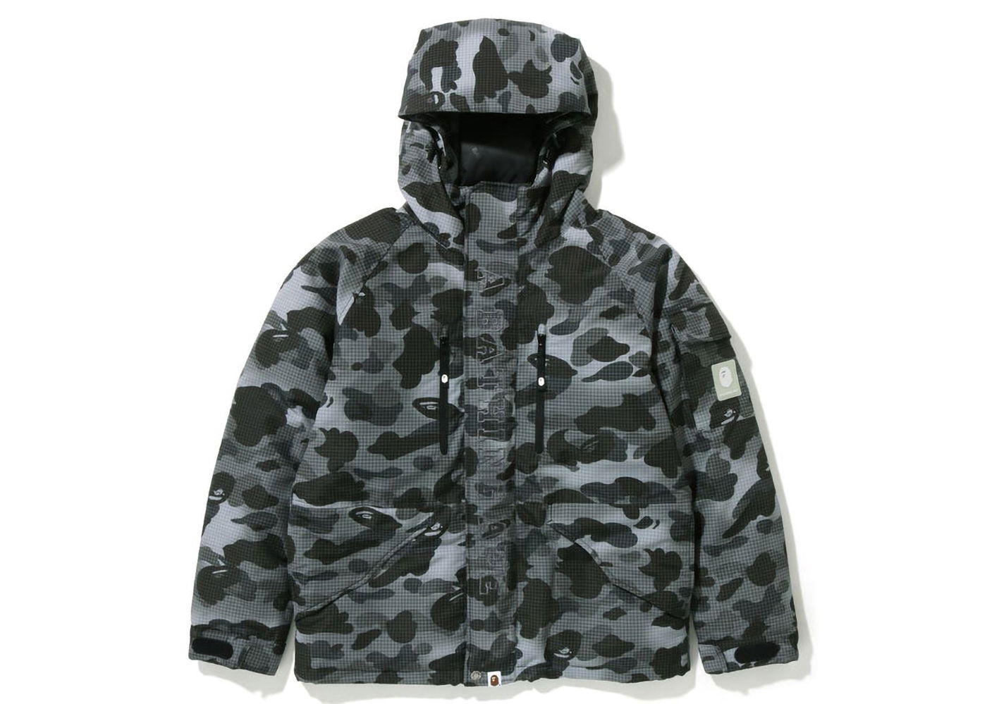 Суитчър BAPE Grid Camo Relaxed Fit Hoodie Down Jacket Черно | 1I80-144-006, 0