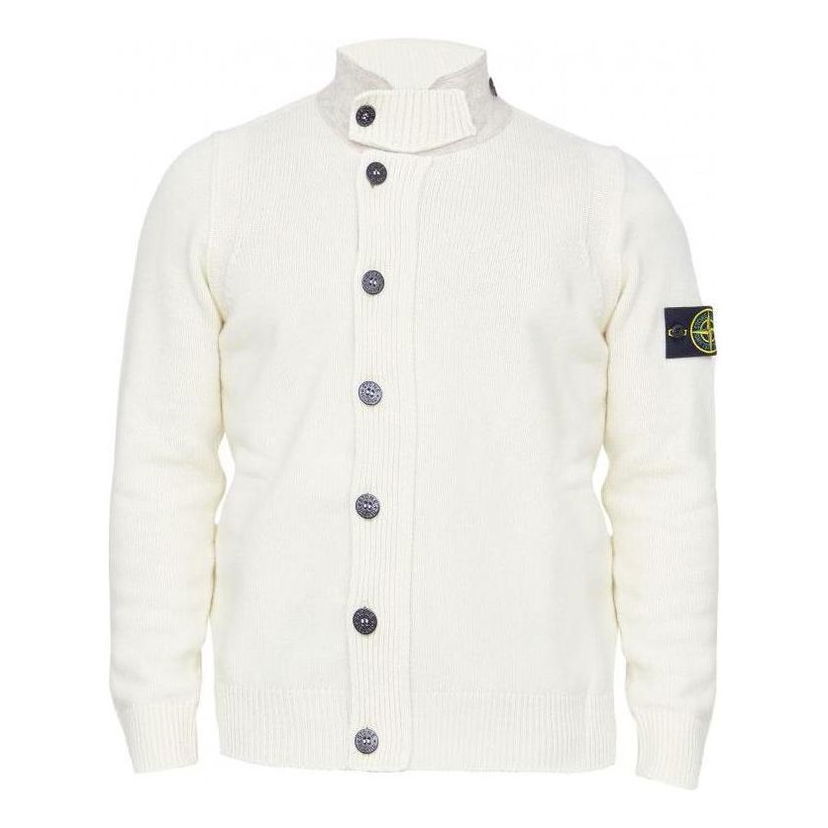 Пуловер Stone Island High Neck Patch Cardigan Бяло | 7715547A3-V0099