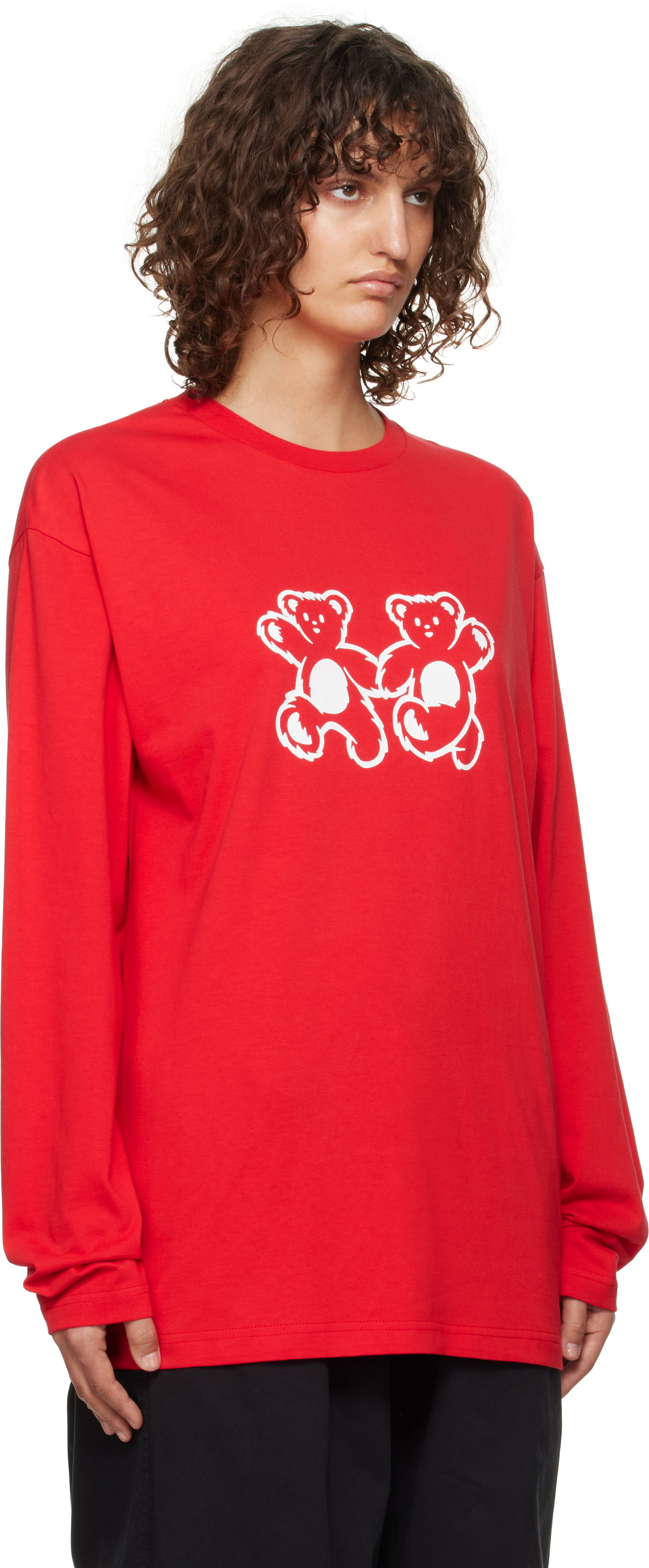 Тениска We11done We11done Teddy Twins Long Sleeve T-Shirt Червено | WD-TT3-24-750-U-RD, 1