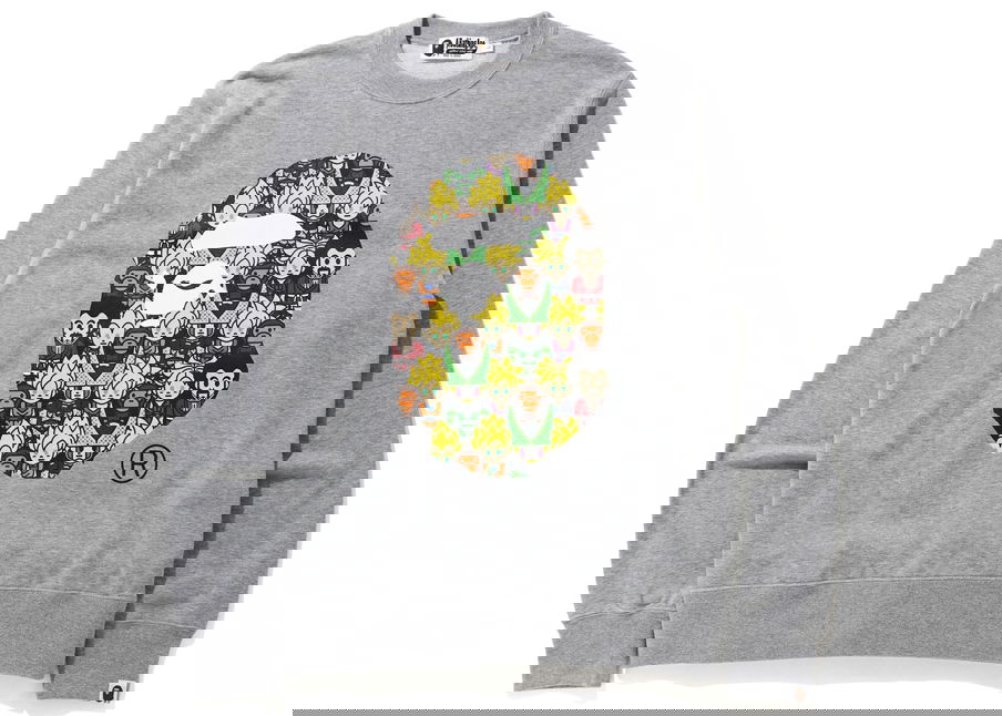 Пуловер BAPE Dragon Ball x Z Baby Milo Big Ape Head Crewneck Сиво | 002SWG231914XGRA, 0