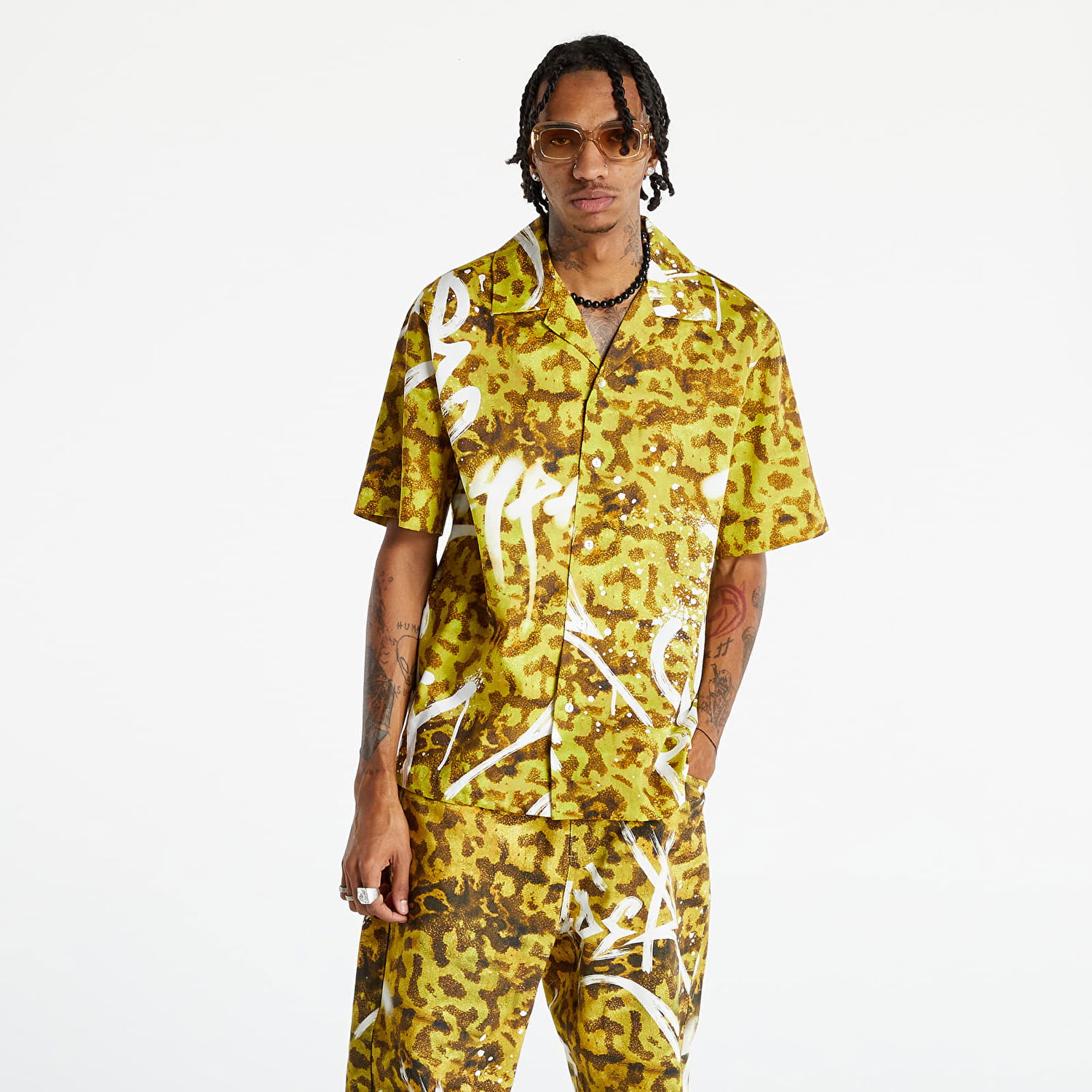 Риза DAILY PAPER Lovan Shirt Yellow Graffiti Frog Многоцветен | 2121048, 0
