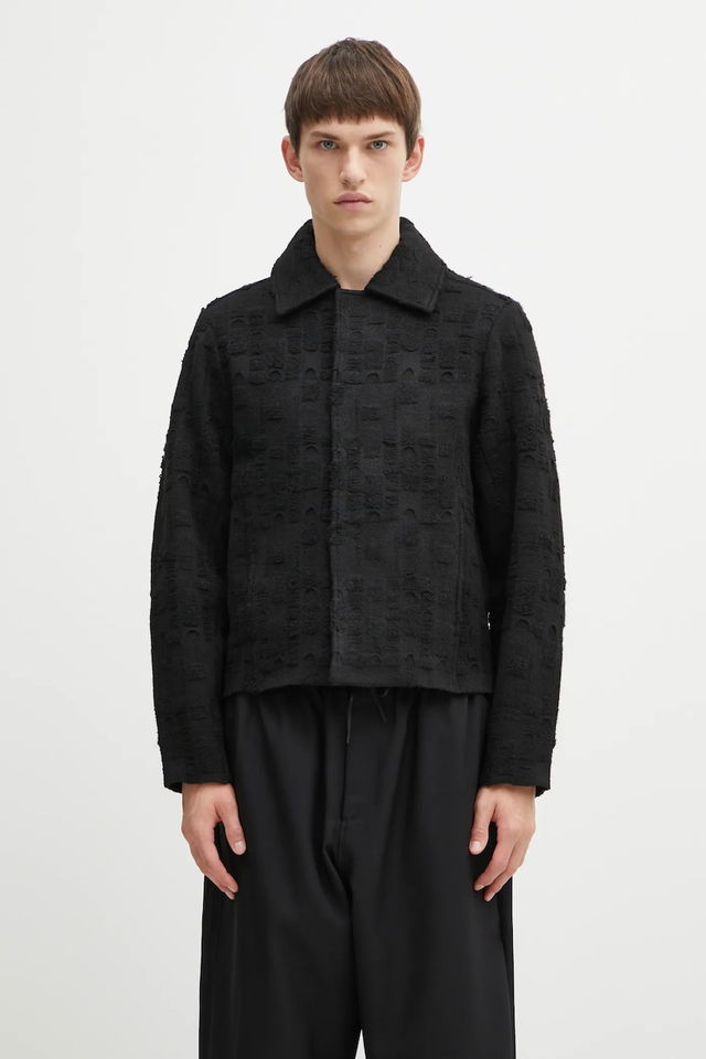 Textured Knit Collared Jacket