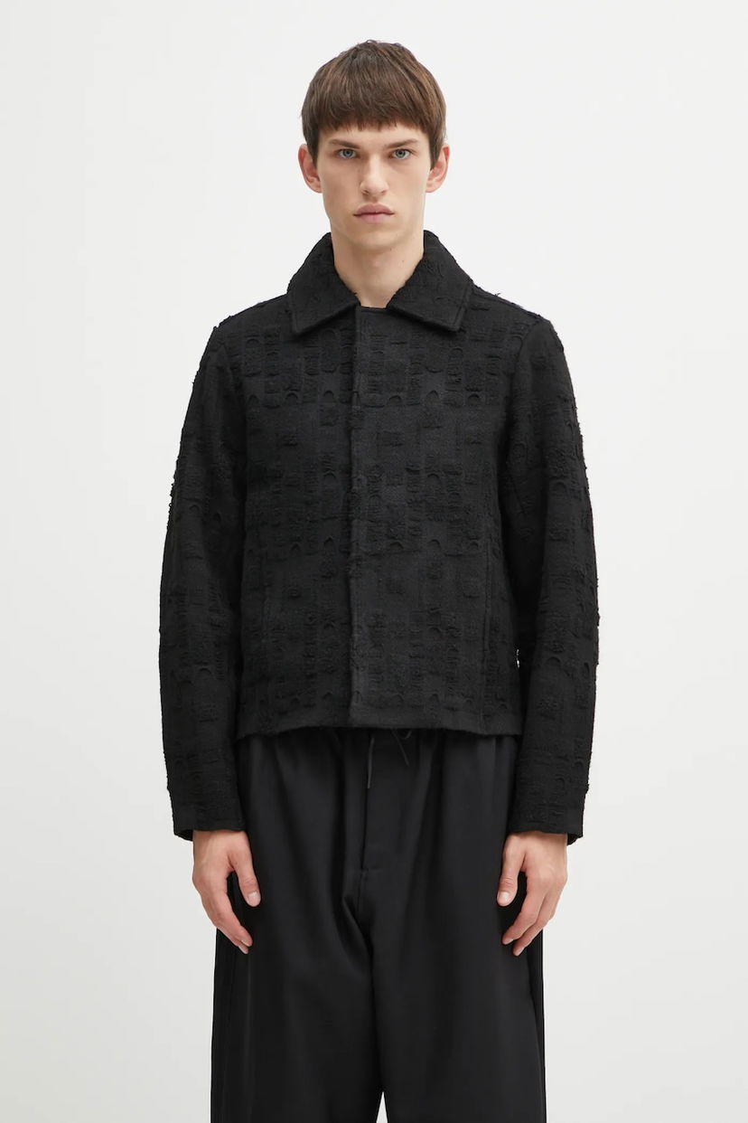 Яке ADER ERROR Textured Knit Collared Jacket Черно | BO01FWKT0706BK