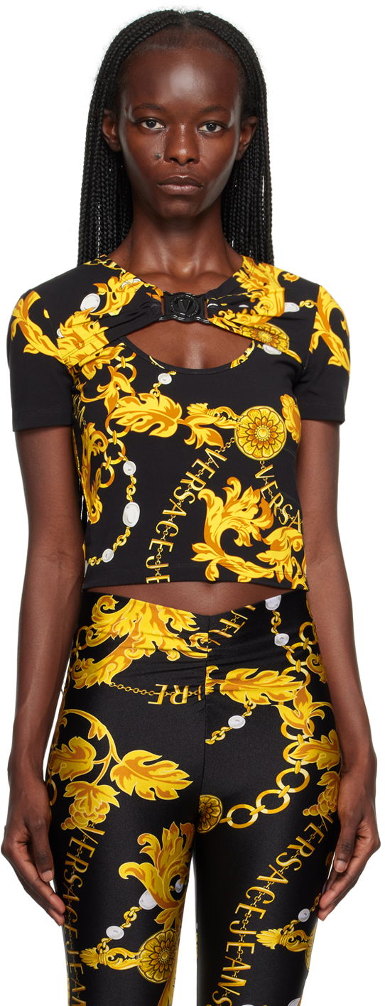 Тениска Versace Jeans Couture Chain Couture T-Shirt Черно | E75HAH619_EJS214, 0