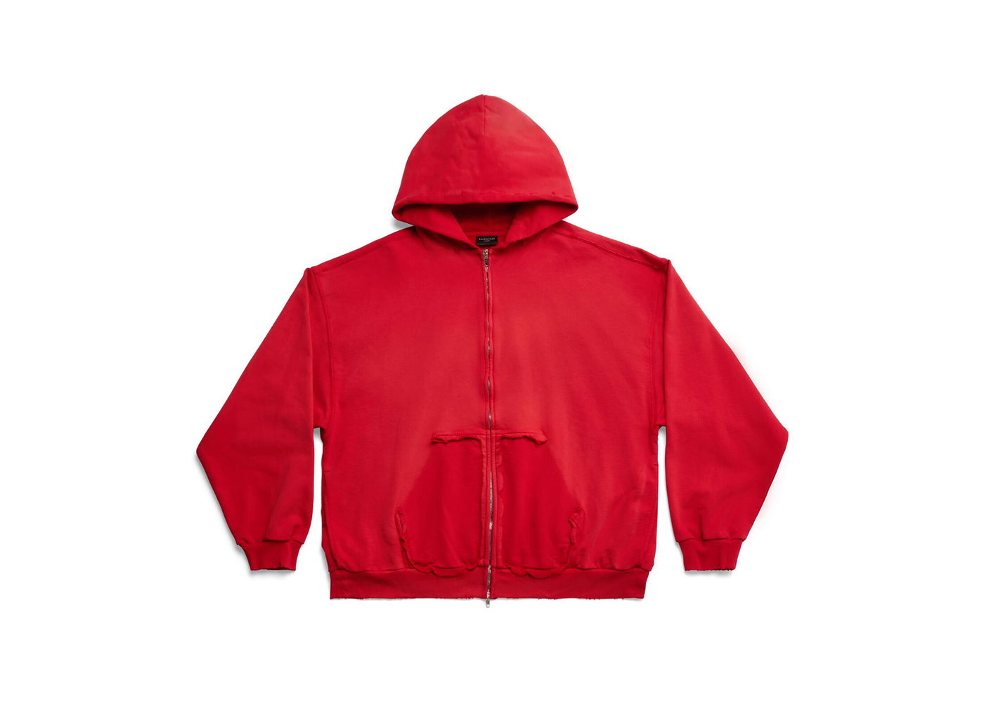 Суитчър Balenciaga Tape Type Ripped Pocket Zip-Up Large Fit Hoodie Червено | 744451TOVB16400, 0