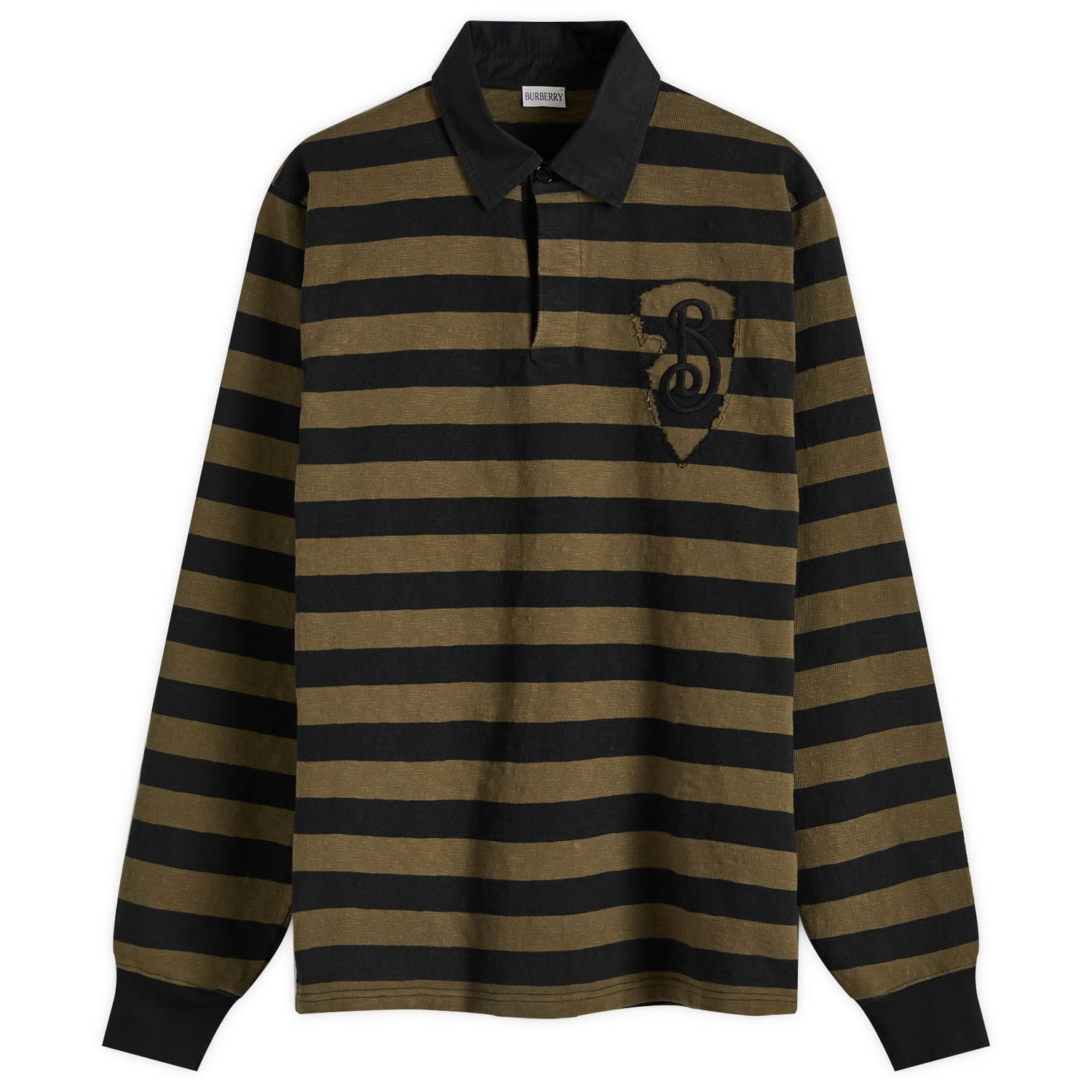 Поло тениска Burberry Shield Logo Stripe Polo Зелено | 8097596-C1446, 0