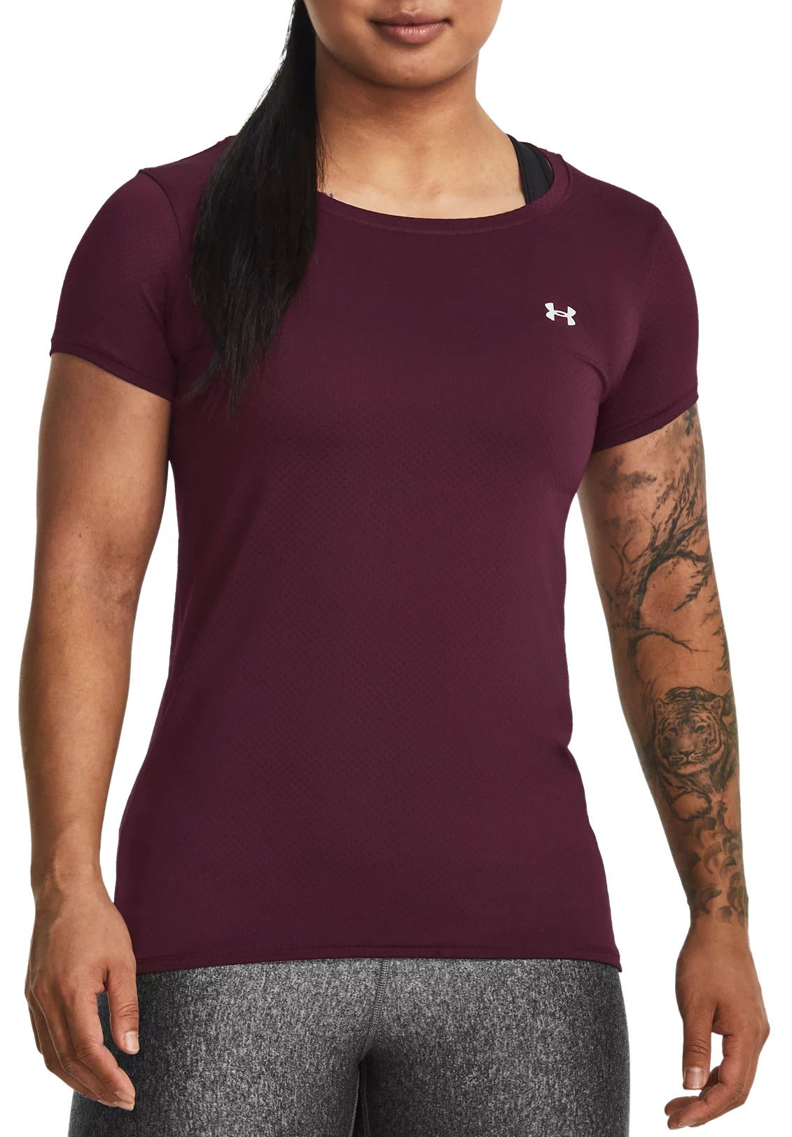 Тениска Under Armour HeatGear Tee Бургунди | 1328964-600, 0