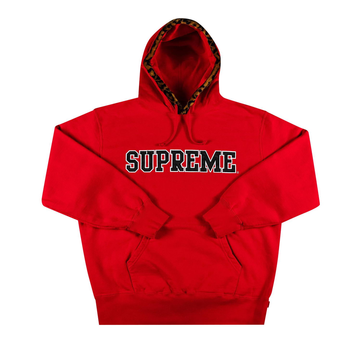 Суитчър Supreme Leopard Trim Hooded Sweatshirt Червено | FW21SW92 RED, 1