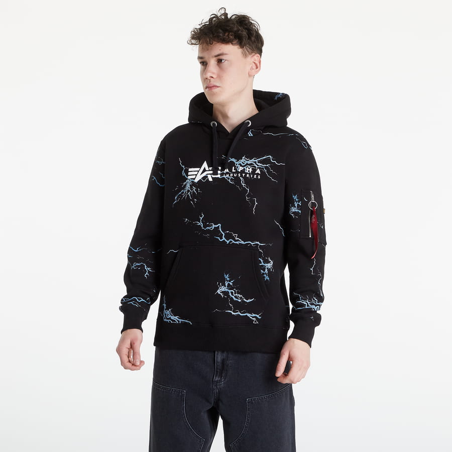 Суитчър Alpha Industries Lightning AOP Hoody Черно | 106330-95, 0