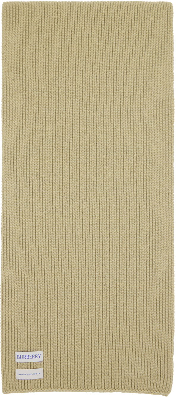 Шал Burberry Ribbed Cashmere Scarf Taupe Бежово | 8085772, 1