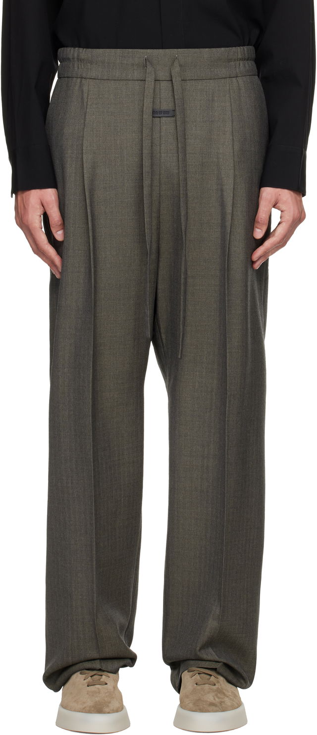 Virgin Wool Drawstring Straight Trousers