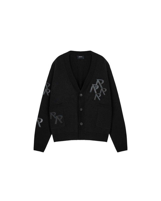 Represent Applique Knit Cardigan Black