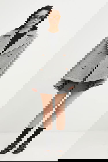 Палта Lacoste Wool Blend Cropped Peacoat Сиво | BF5309, 5