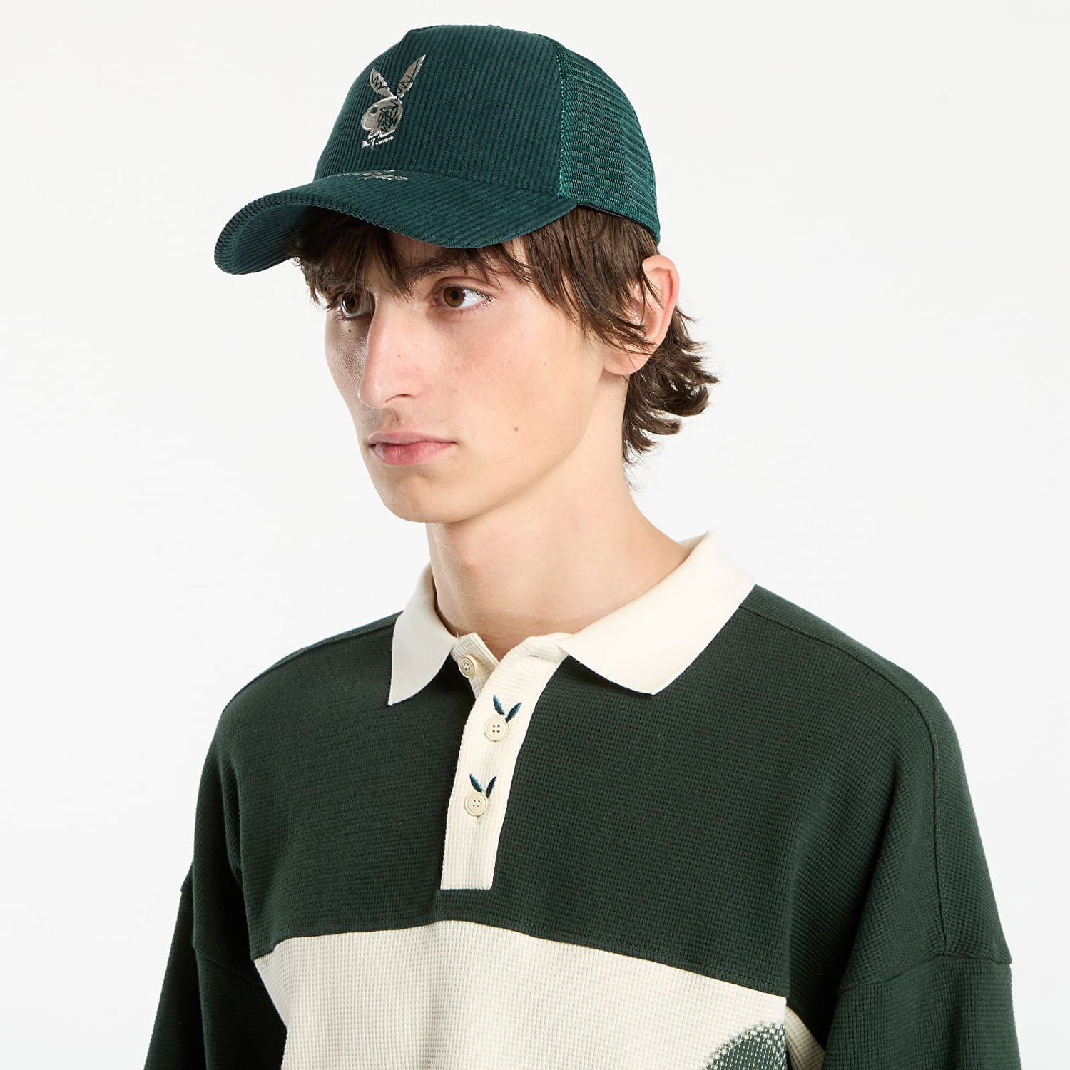 Шапка с козирка Footshop Playboy x FTSHP Corduroy Trucker Green Зелено | FTSHP_534, 1