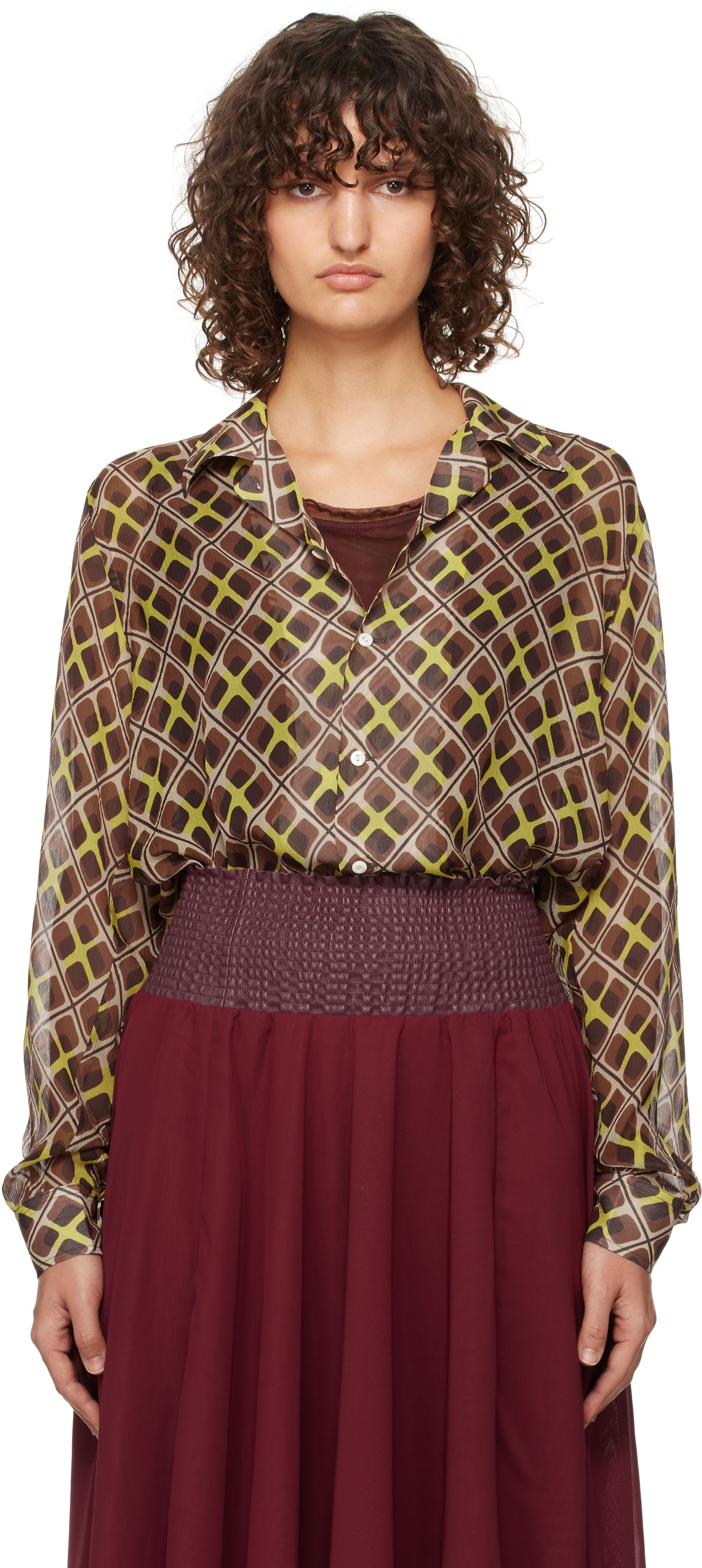 Риза Bode Plaid Long Sleeve Shirt Зелено | MRF24SH033, 0