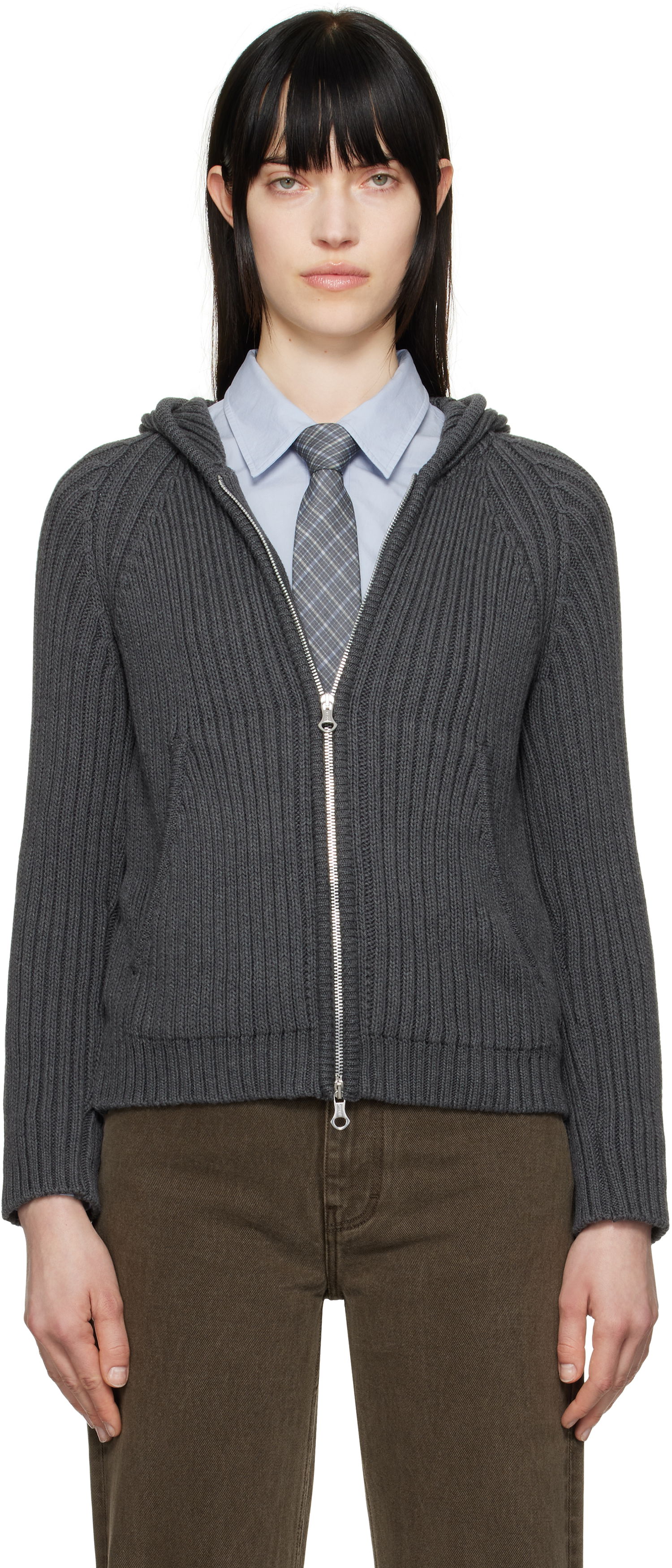 Пуловер OUR LEGACY OUR LEGACY Knit Zip Hoodie Сиво | W2253LD, 0
