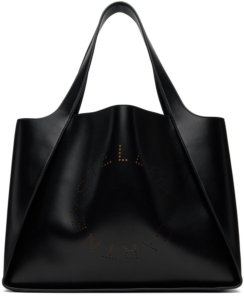 Голяма пазарска чанта Stella McCartney Stella McCartney Perforated Logo Tote Черно | 502793W8542, 0
