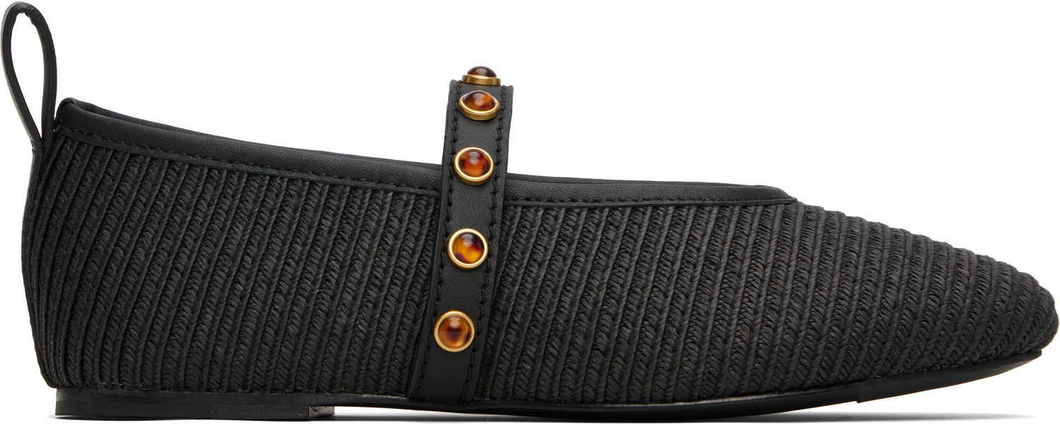 Pокля rag & bone rag & bone Spire Straw Mary Jane Ballerina Flats Черно | WFF25PF1003ST3, 0