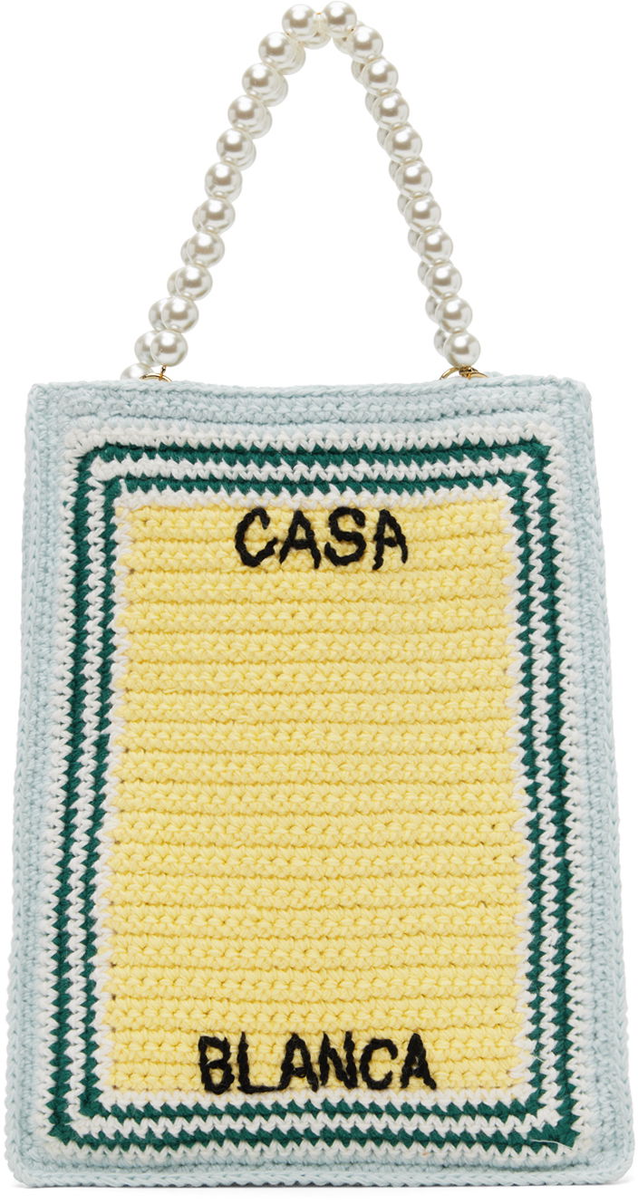 Голяма пазарска чанта Casablanca Mini Crochet Tote Bag Жълто | APS24-BAG-094-01