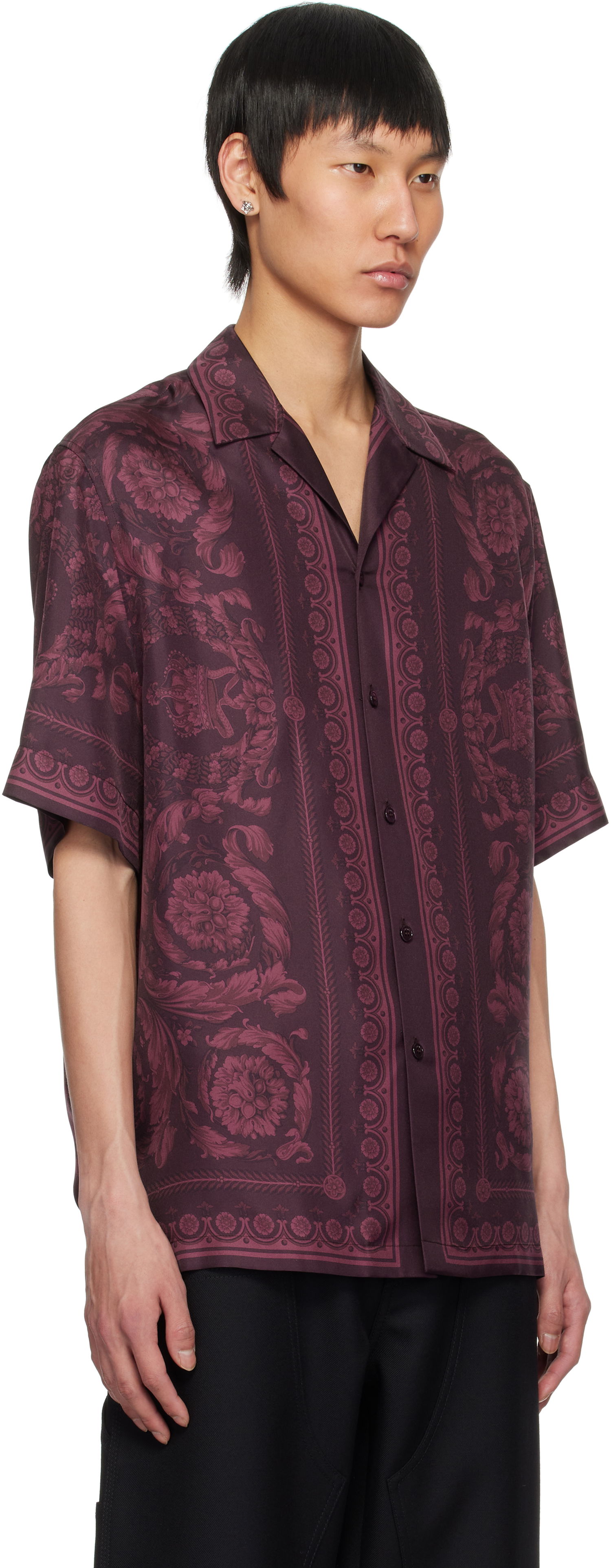 Риза Versace Versace Barocco Silk Shirt Лилаво | 1003926_1A13557, 1