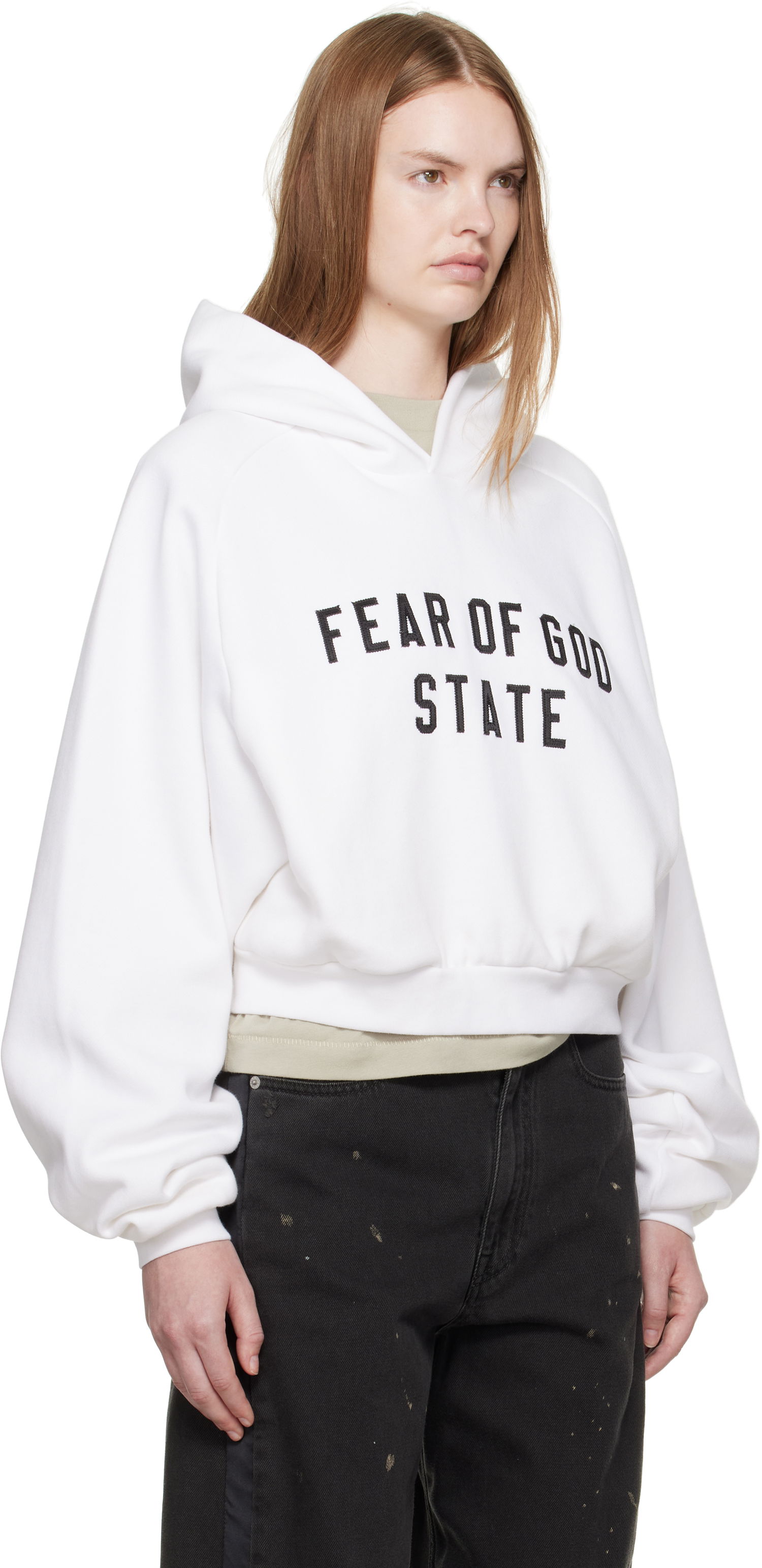 Суитчър Fear of God ESSENTIALS Fleece Raglan Hoodie Бяло | 192SP257824FW, 1
