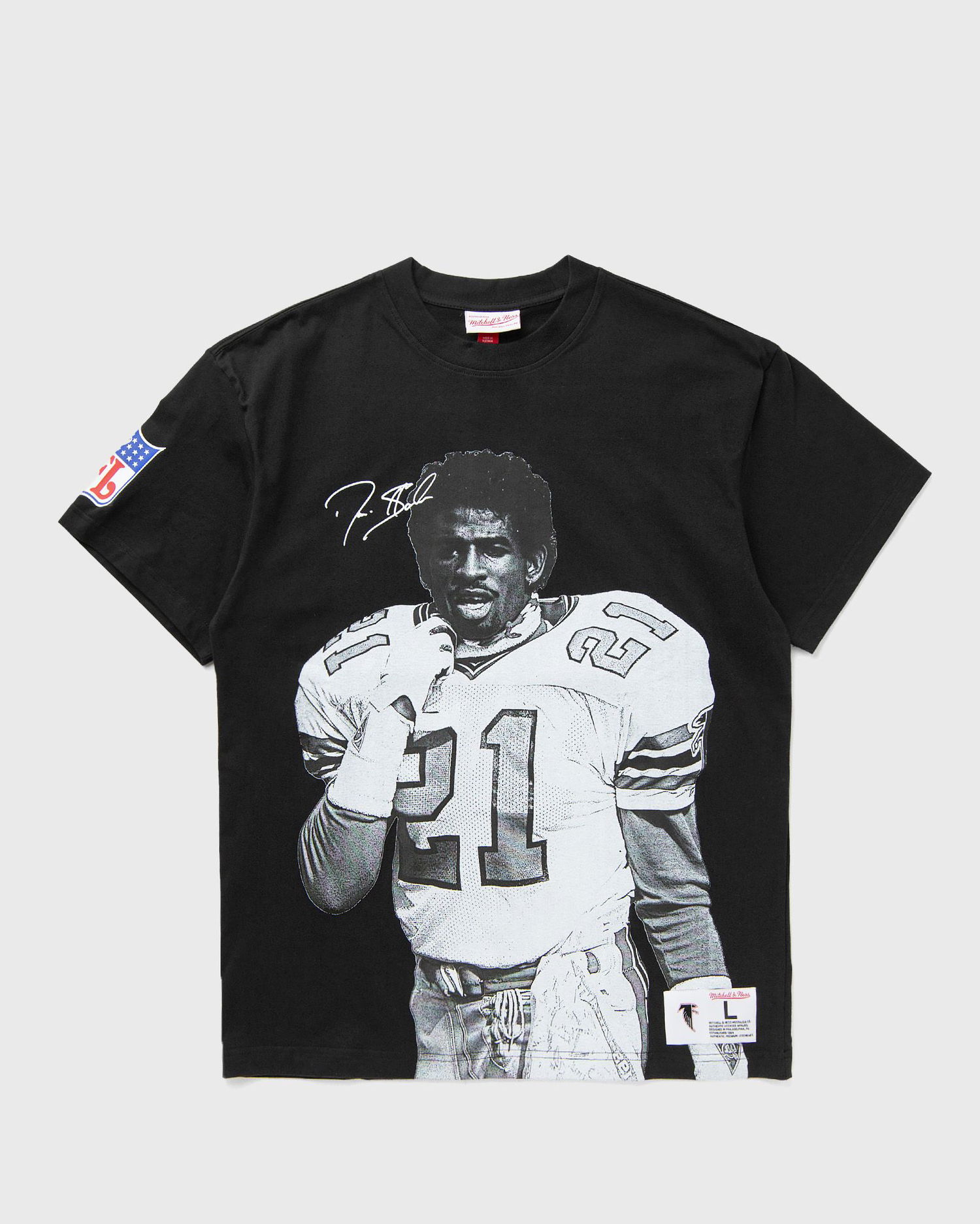 Тениска Mitchell & Ness Atlanta Falcons Deion Sanders #21 Vintage Logo Ultimate Player T-Shirt Черно | NN8097-AFABLCK, 0