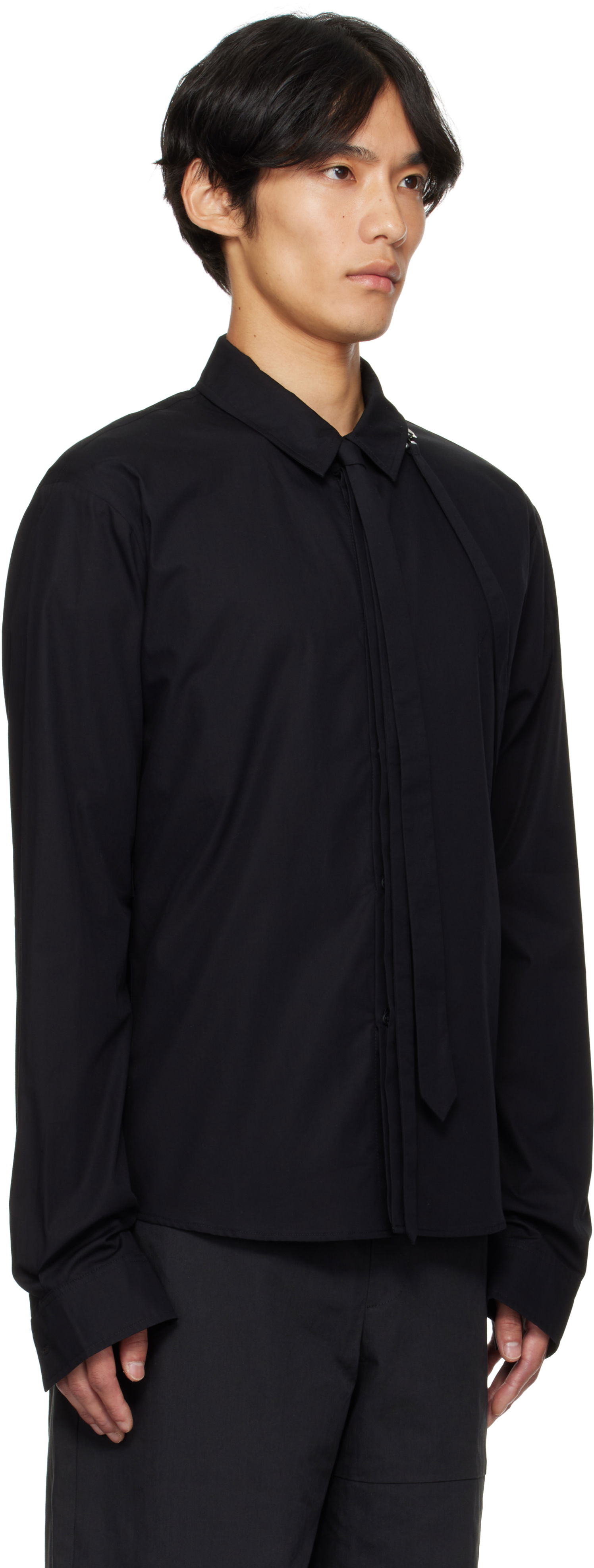 Риза HELIOT EMIL Spectra Strap-Detail Shirt Черно | PREAW25_M_05_067_BLK01, 1