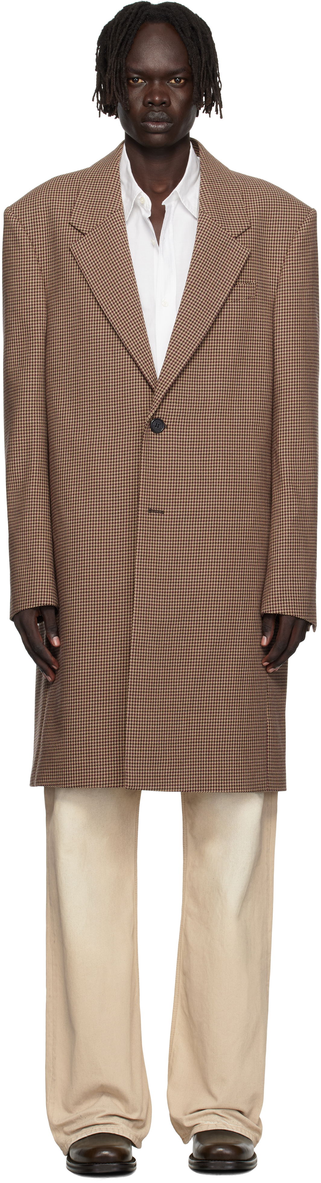 Палта Acne Studios Acne Studios Houndstooth Wool Coat Кафяво | B90830-, 0