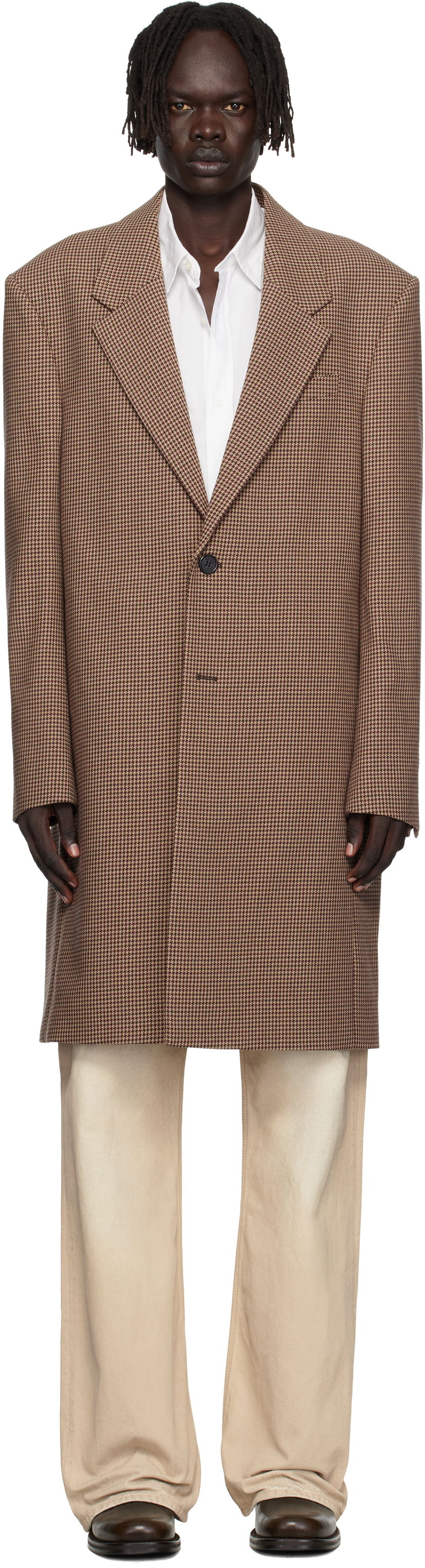 Палта Acne Studios Acne Studios Houndstooth Wool Coat Кафяво | B90830-