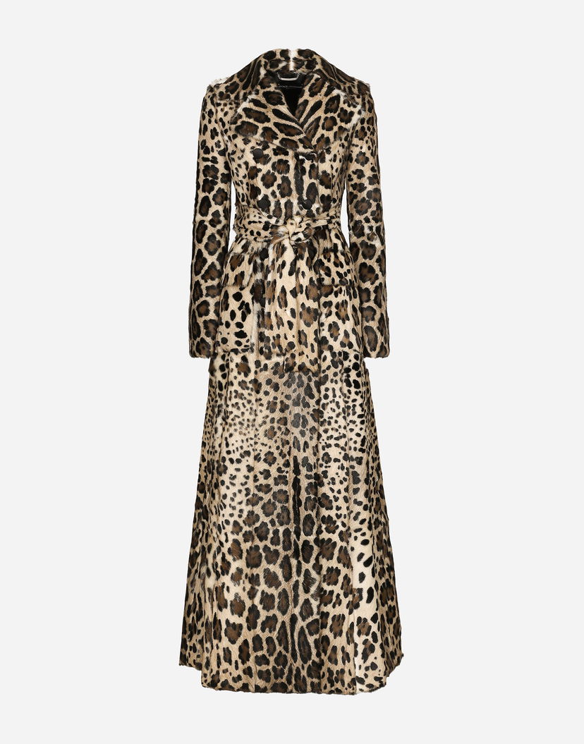 Палта Dolce & Gabbana Double-breasted Goatskin Coat With Belt Leopard Многоцветен | F0G1IFFUP9HS9000