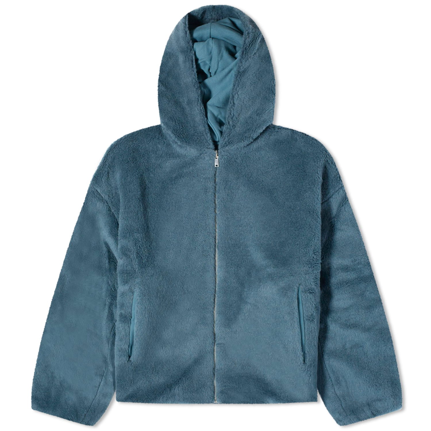 Суитчър PANGAIA Pangaia Recycled Wool Fleece Reversible Bomber Jacket, Size Large Синьо | 100012908689, 0