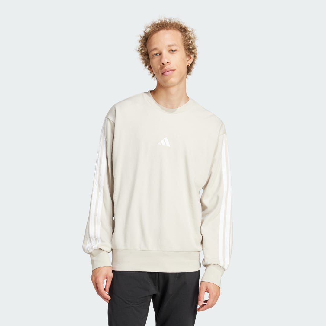 Пуловер adidas Performance Essentials 3-Stripes French Terry Sweatshirt Бежово | JE6377, 0