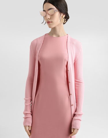 Пуловер Dolce & Gabbana Dolce & Gabbana Women's Long Ribbed Wool Cardigan Розово | FXV37TJCVXGF2528, 3