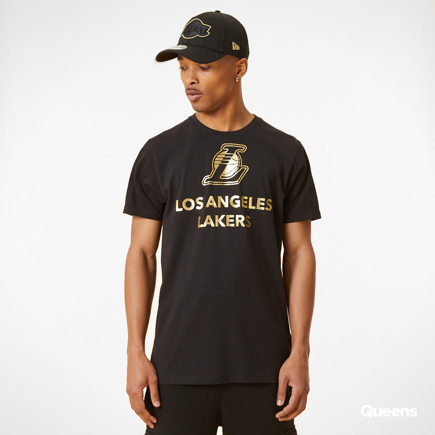 Тениска New Era LA Lakers Metallic Logo Black T-Shirt Черно | 12893105, 0